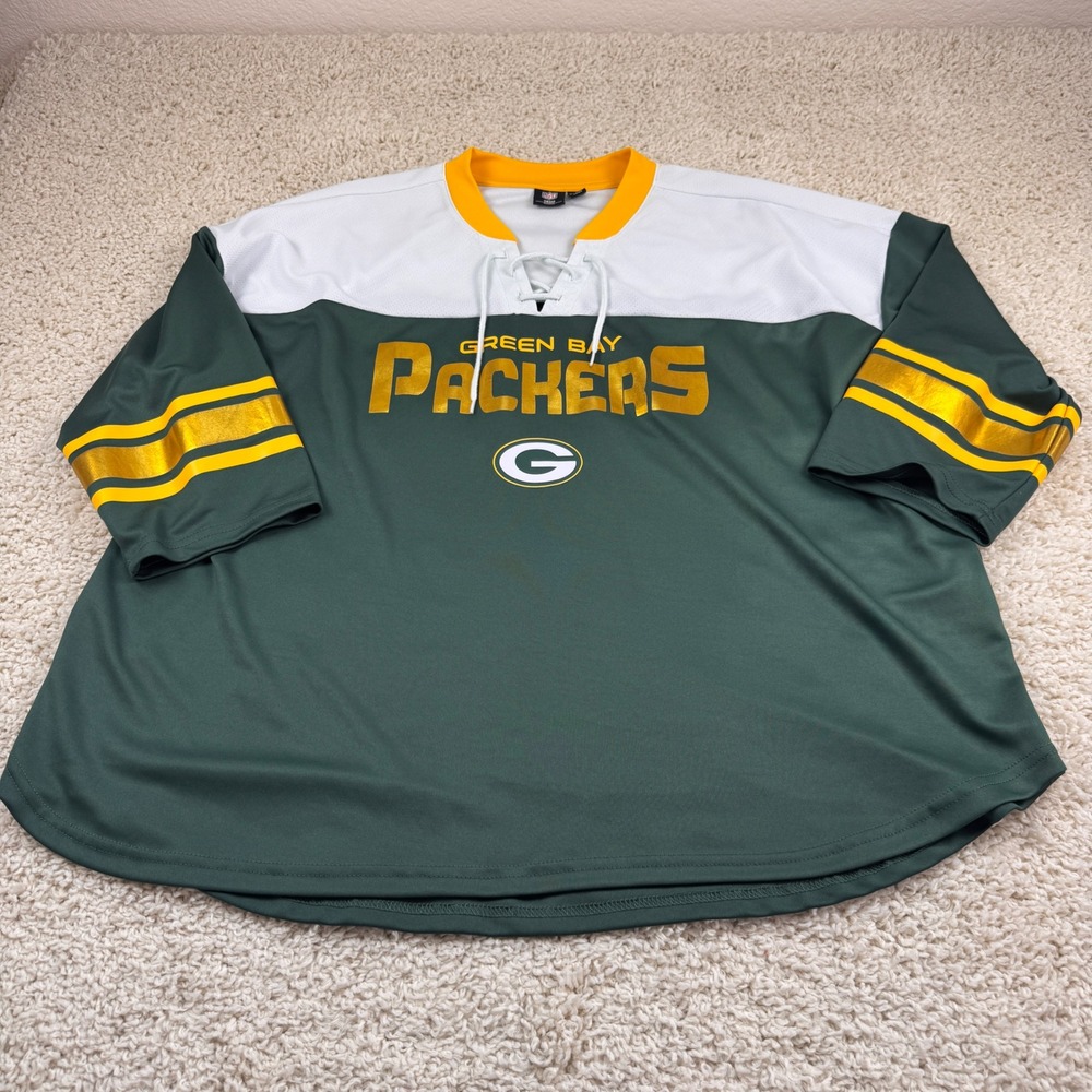 NFL Team Apparel Green Bay Packers Jersey Women XXL Green Excellent Lace Up Top